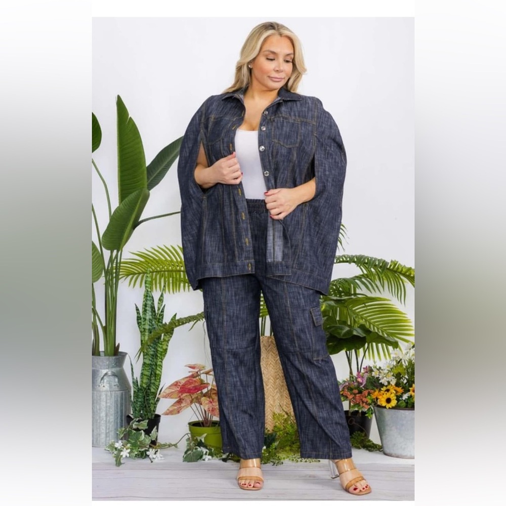 Stylish Denim 2 Piece Pant Set